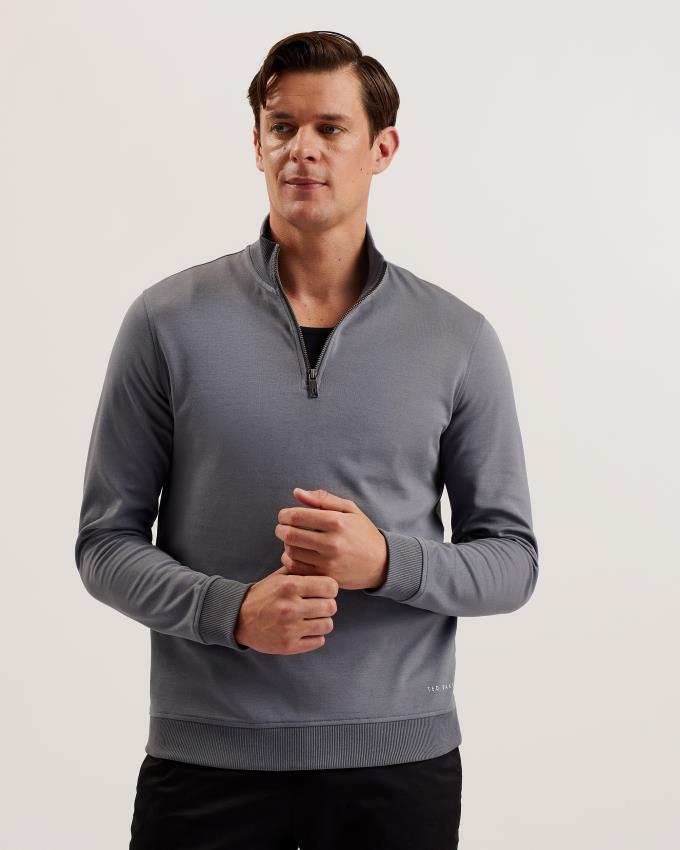 Pulls De Golf Ted Baker Half Zip Funnel Neck Grise Homme | PIU-69737415